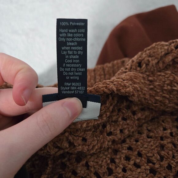 Daytrip Womens Brown Open Knit Cardigan Sweater Size XS Slouchy Oversized Boho - Picture 4 of 5